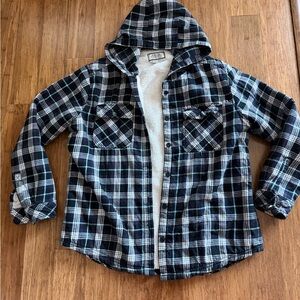 Boston Traders Navy and White Plaid Hooded Shirt